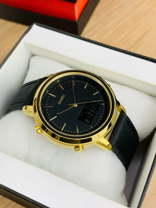 Skmei – 1652 (Strap) – Multifunctional Waterproof – Gold/White-Leather