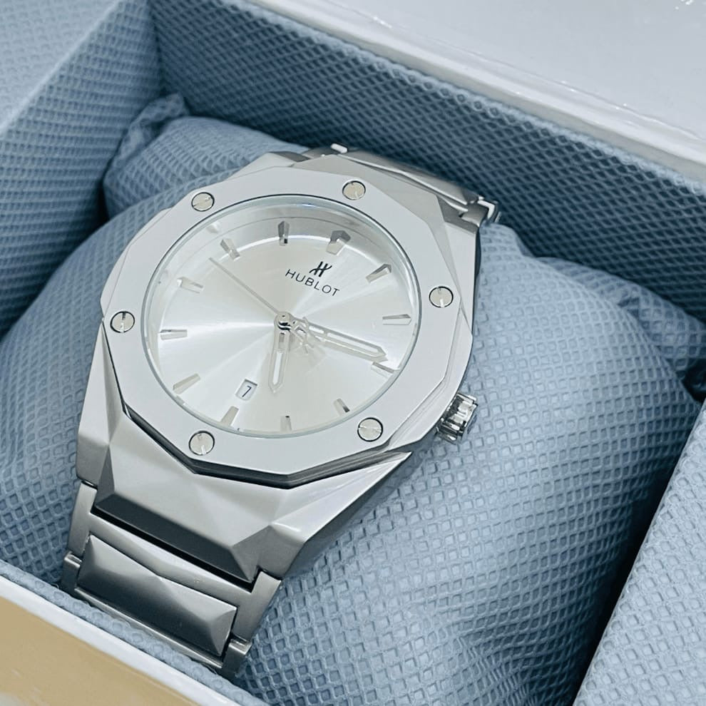 HB Premium Watch - Luxury Diamond Cut Chain - Silver Dial