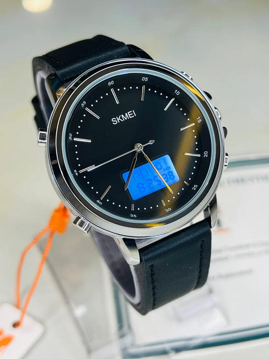 Skmei – 1652 (Strap) – Multifunctional Waterproof – Silver/White-Leather