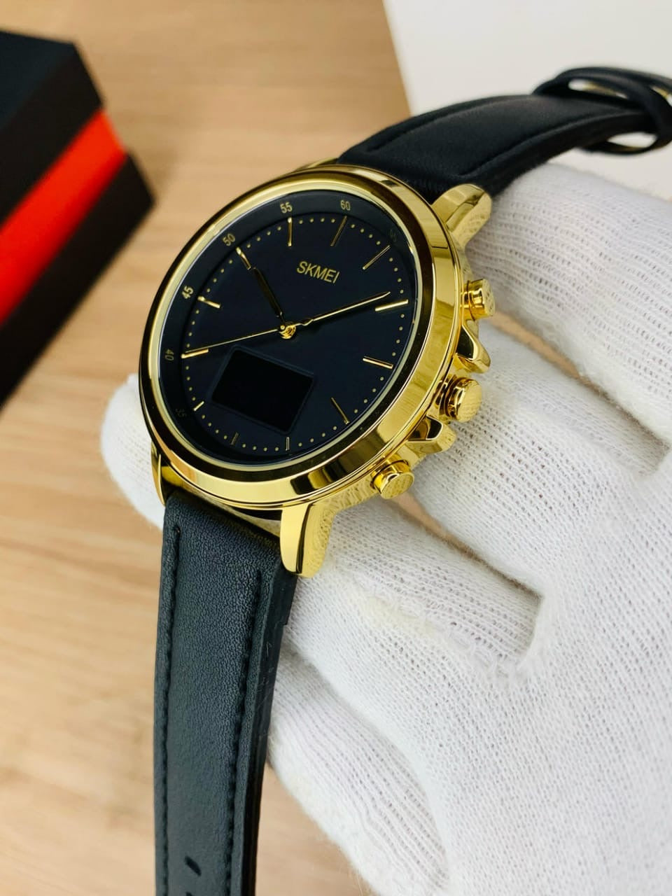 Skmei – 1652 (Strap) – Multifunctional Waterproof – Gold/White-Leather