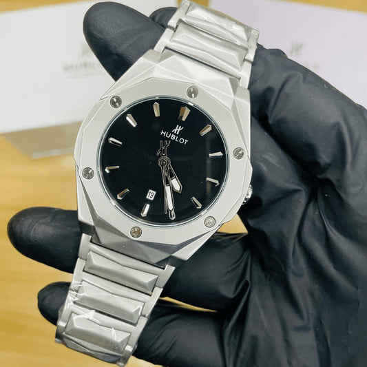 HB Premium Watch - Luxury Diamond Cut Chain - Black Dial